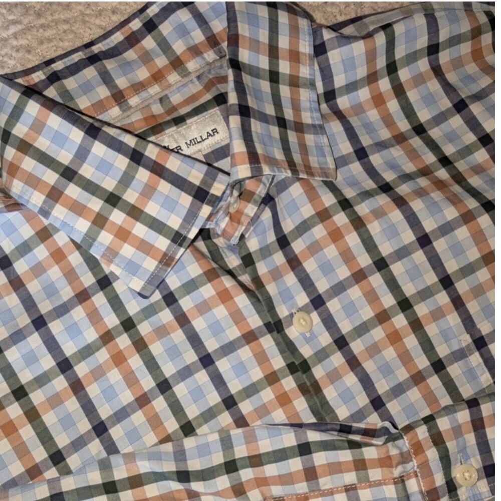 Peter Millar Men’s Dress Shirt Long Sleeve Check Button Down Casual L